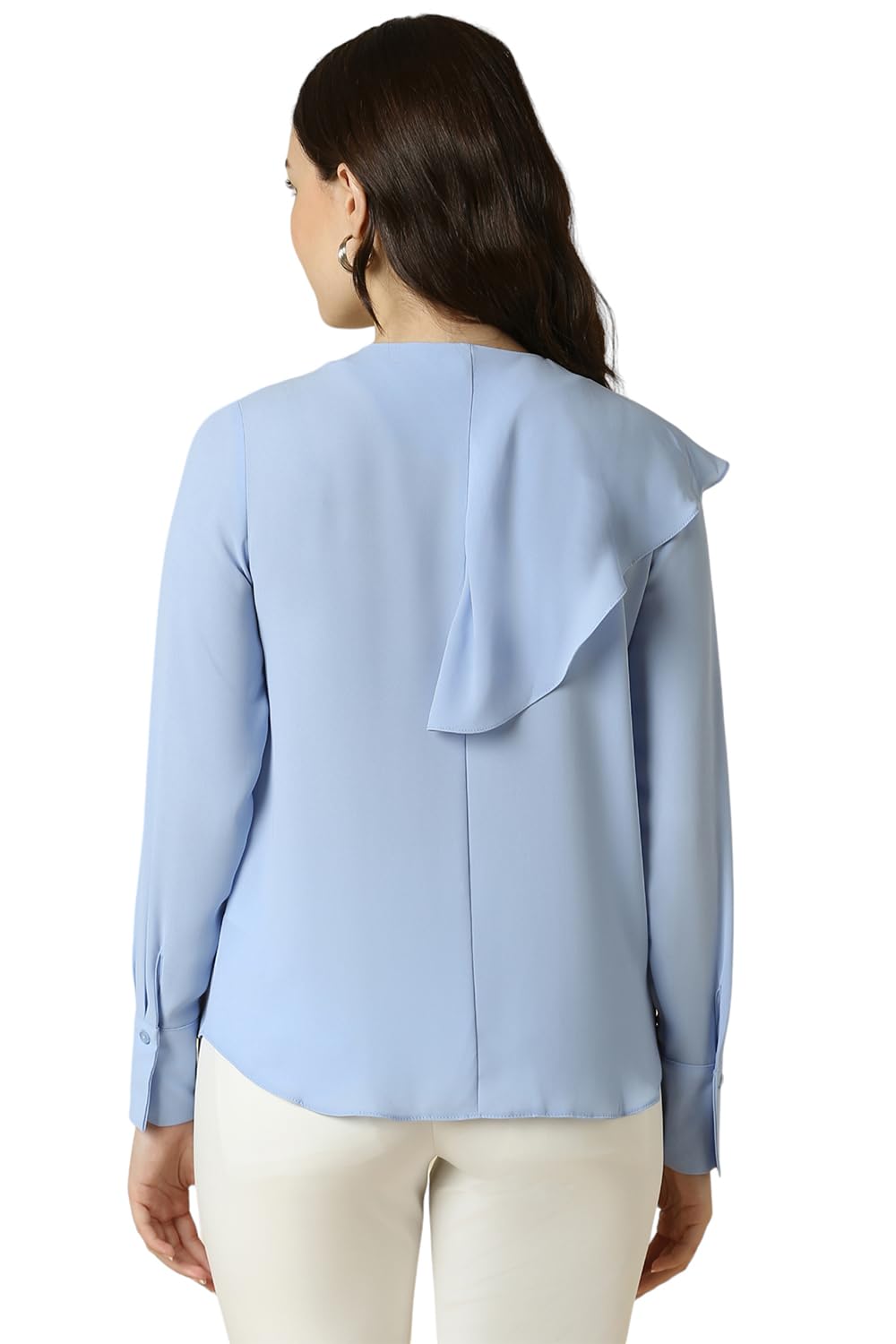 Allen Solly Women's Blue Plain Long Sleeve Formal Shirt