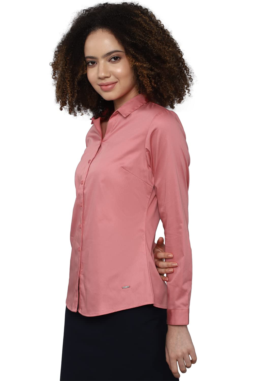 Allen Solly Women's Pink Plain Full Sleeve Casual Shirt