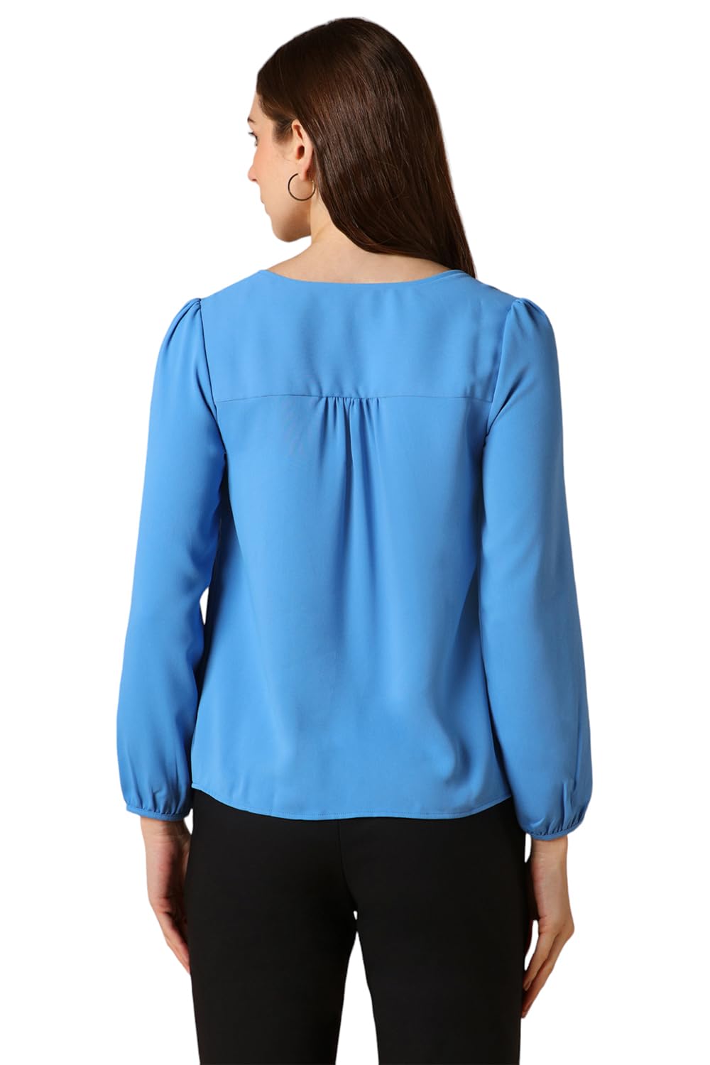 Allen Solly Women's Blue Plain Full Sleeve Formal Shirt