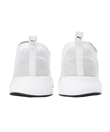 Puma Mens Flyer Runner Engineered Knit White-Cool Mid Gray-Black Running Shoes