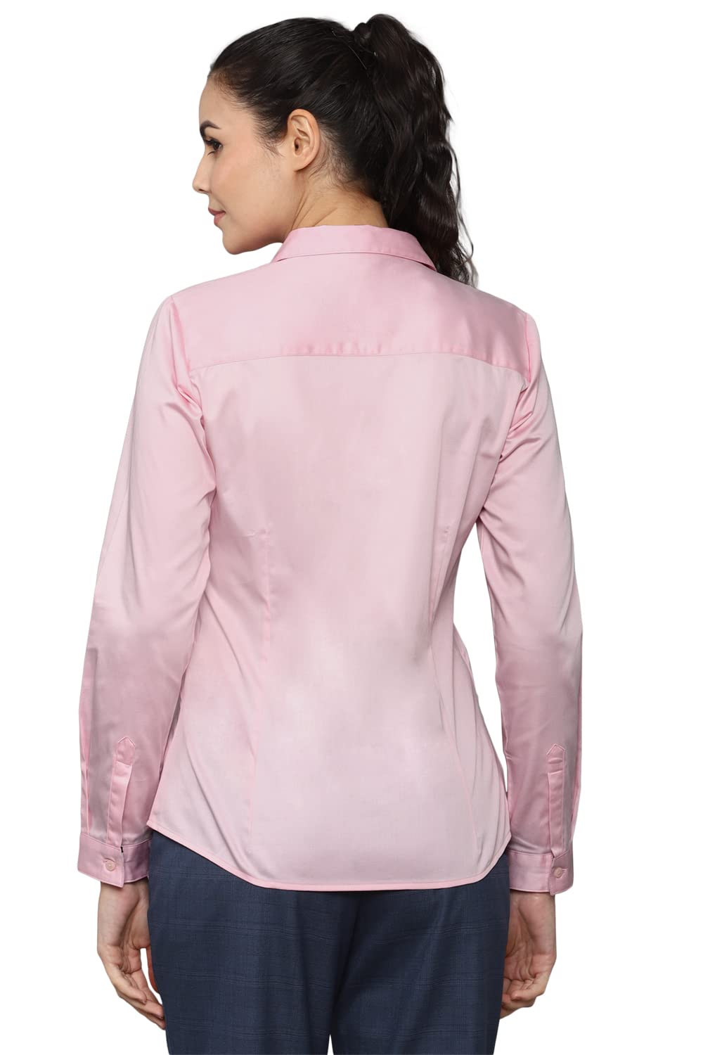 Allen Solly Women's Pink Plain Full Sleeve Casual Shirt
