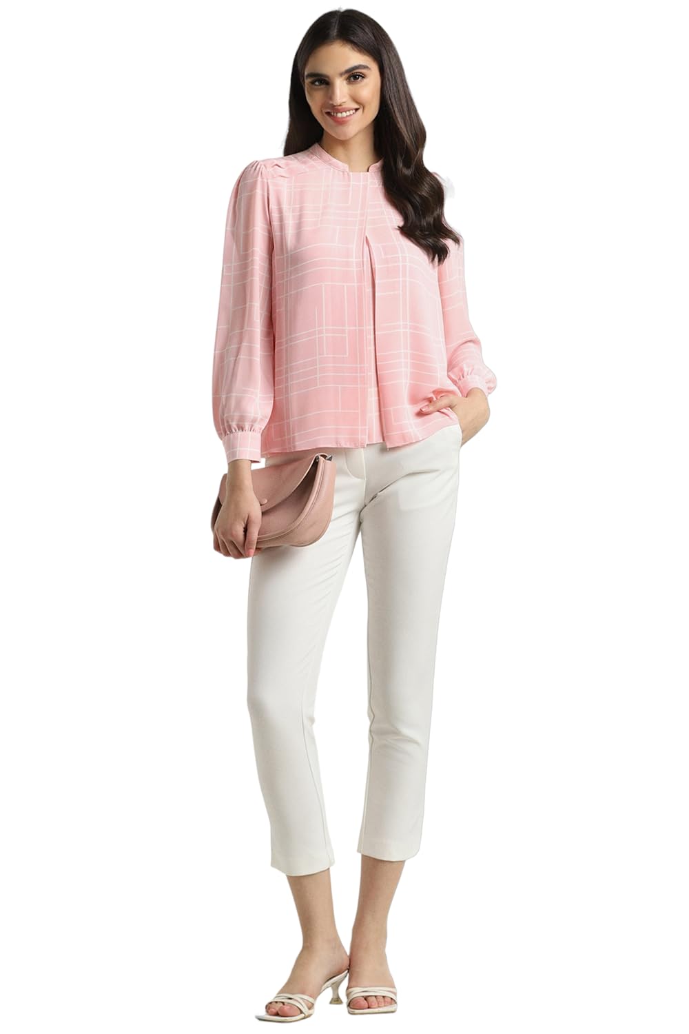 Allen Solly Women's Pink Printed Long Sleeve Casual Shirt