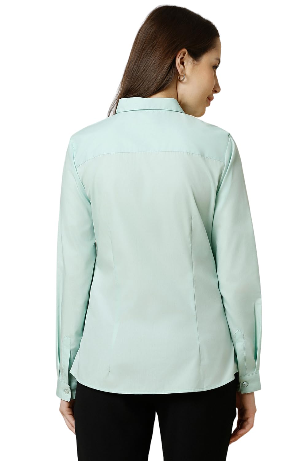 Allen Solly Women's Cotton Light Green Plain Full Sleeve Casual Shirt