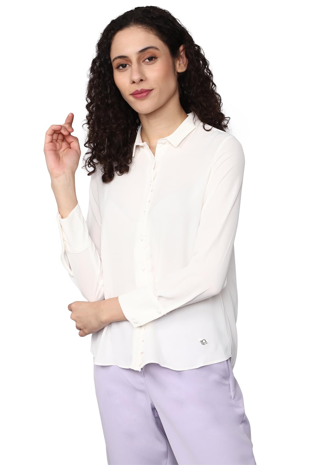 Allen Solly Women's White Plain Long Sleeve Casual Shirt