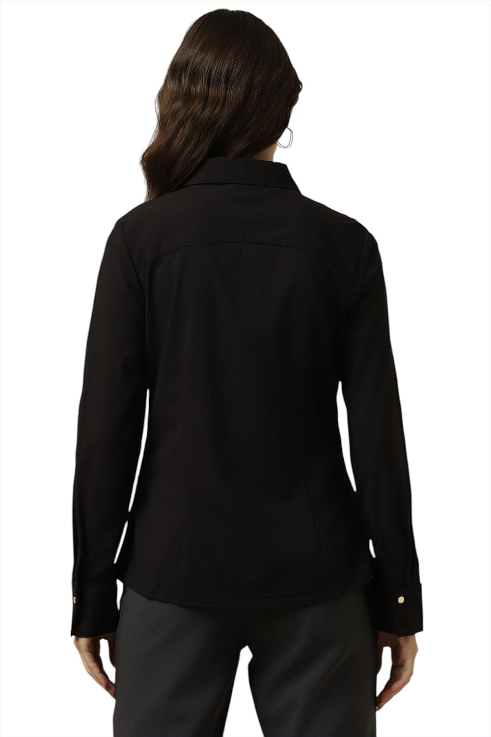Allen Solly Women's Black Plain Long Sleeve Casual Shirt