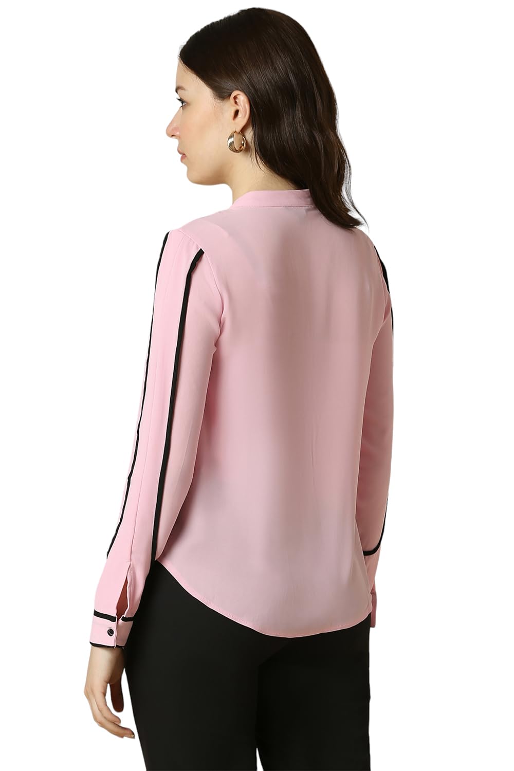 Allen Solly Women's Polyester Pink Plain Long Sleeve Casual Shirt