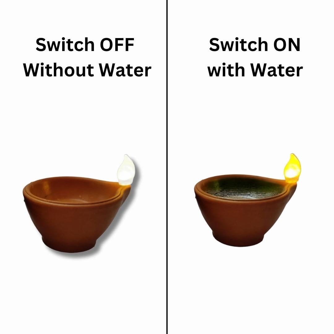 Aster Water Sensor LED Light Diyas / Deepak ( Pack of 12 ) / Flameless & Smokeless Warm Ambient Tea Light Candles for Diwali , New Year Home / Mandir Decoration ( Brown )