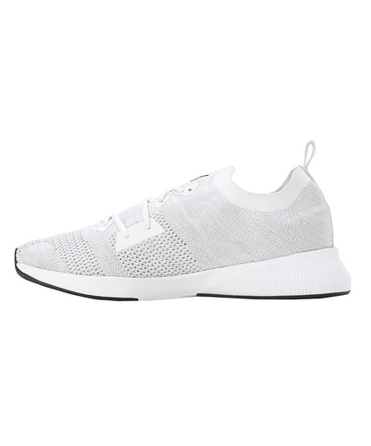 Puma Mens Flyer Runner Engineered Knit White-Cool Mid Gray-Black Running Shoes