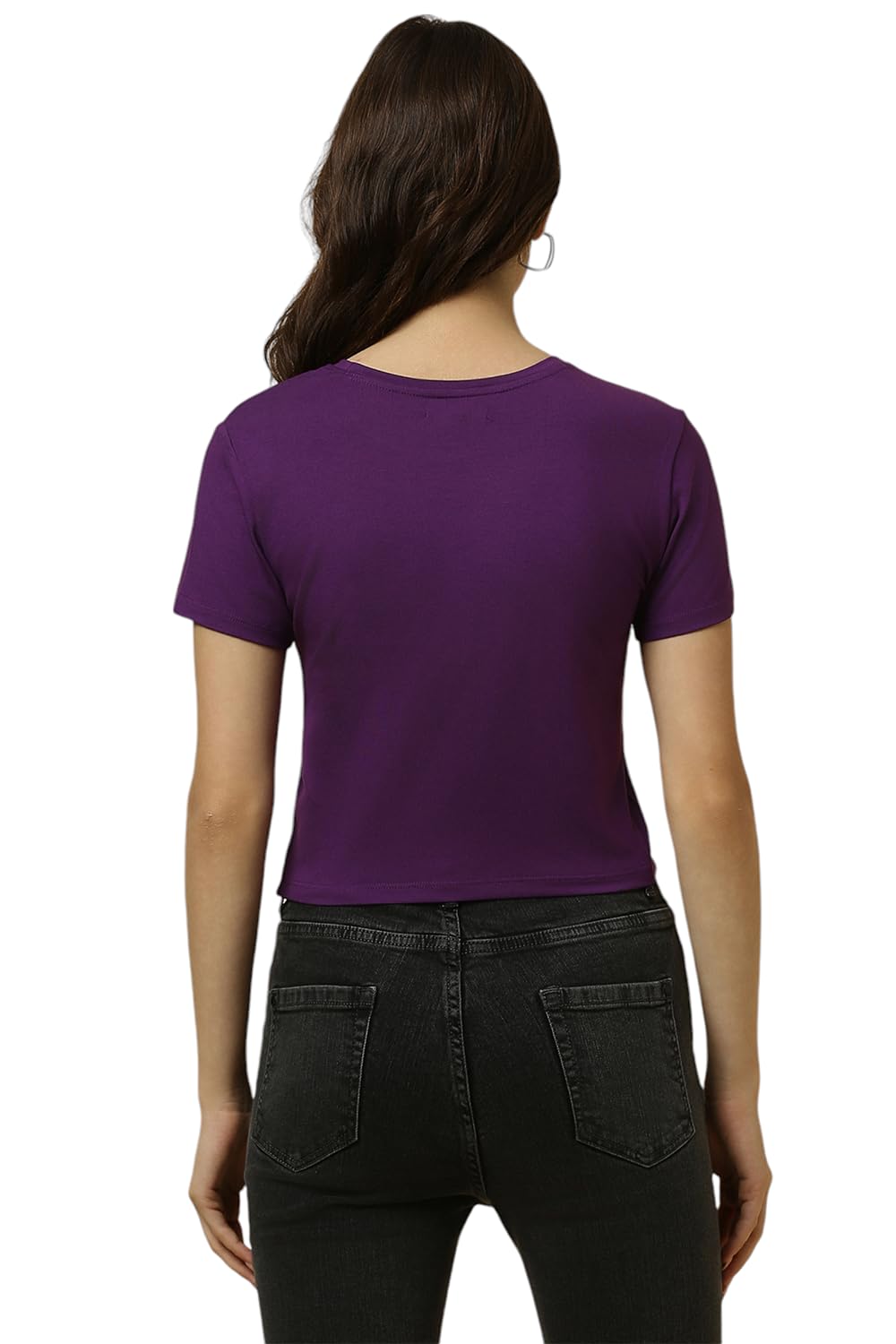 Allen Solly Women's Purple Printed Half Sleeve T-Shirt