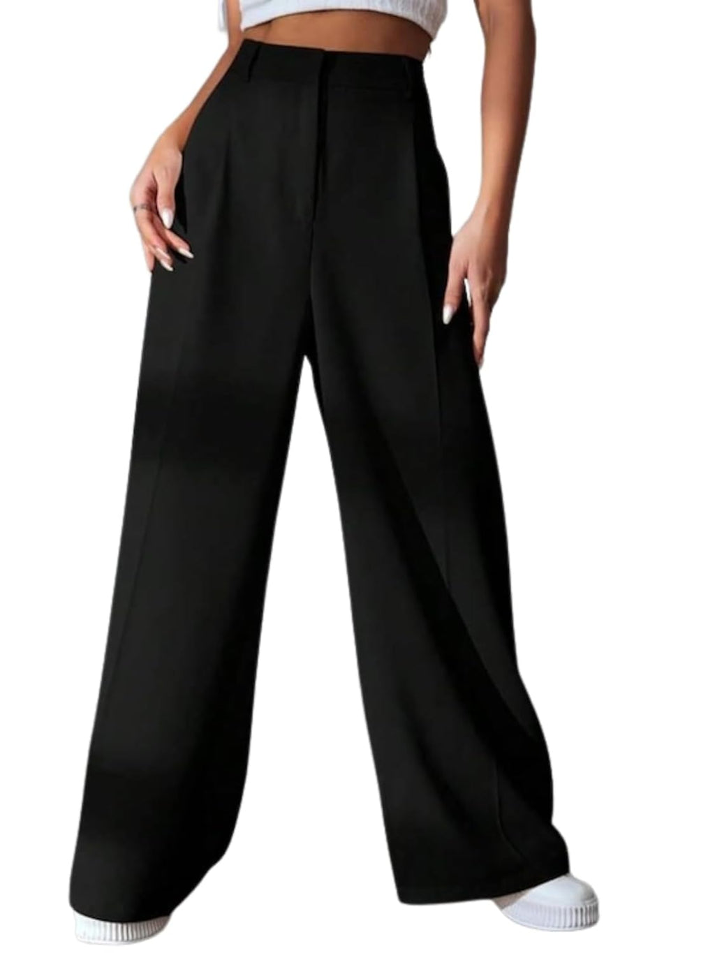 GRECIILOOKS Regular Fit High-Waisted Pants