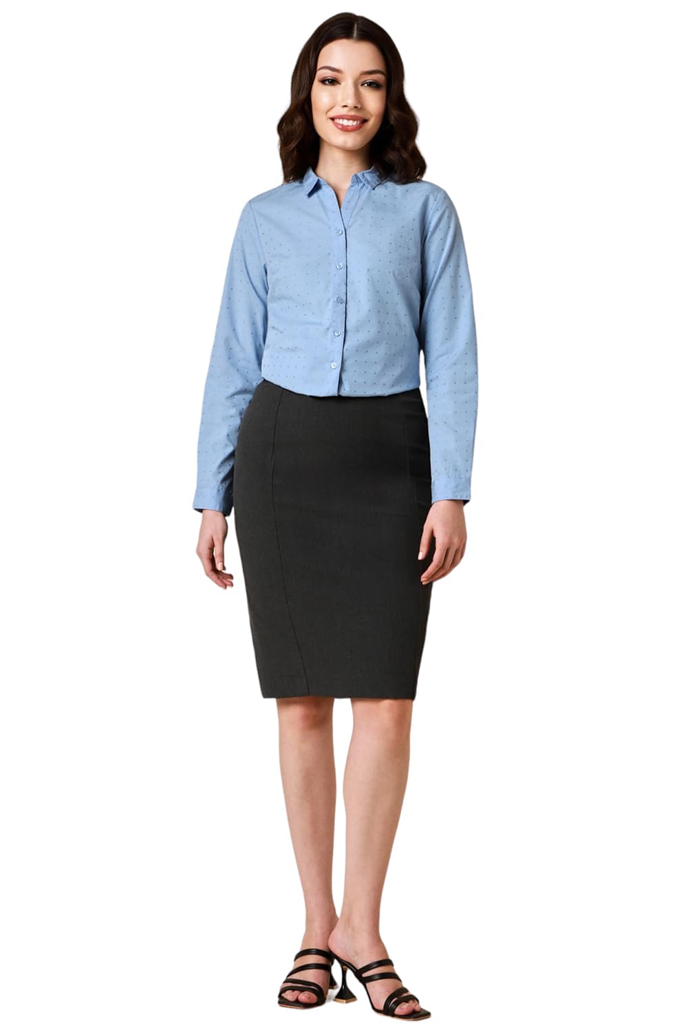 Allen Solly Women's Blue Printed Full Sleeve Casual Shirt