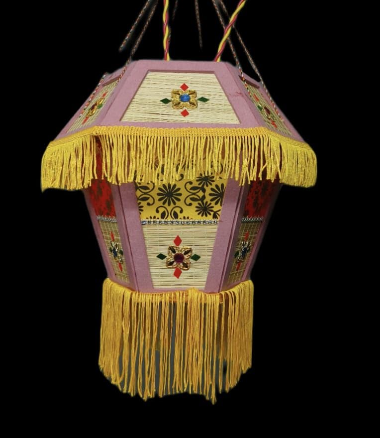 Diwali Bamboo Lantern -Shatkoni Two fold - by Infinite Inclinations