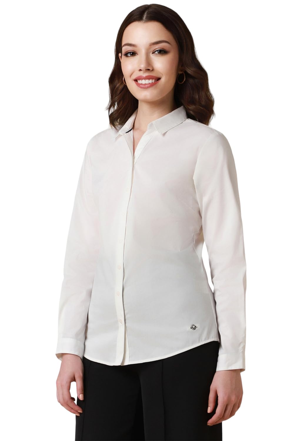 Allen Solly Women's White Plain Long Sleeve Casual Shirt