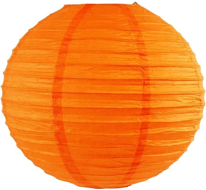 Moon Exclusive ORANGE Paper Lantern "10 Inches" (02Pieces) | Kandil | Hanging Paper Ball| Lantern | Decoration (Pack of 02Pcs ORANGE Colour)