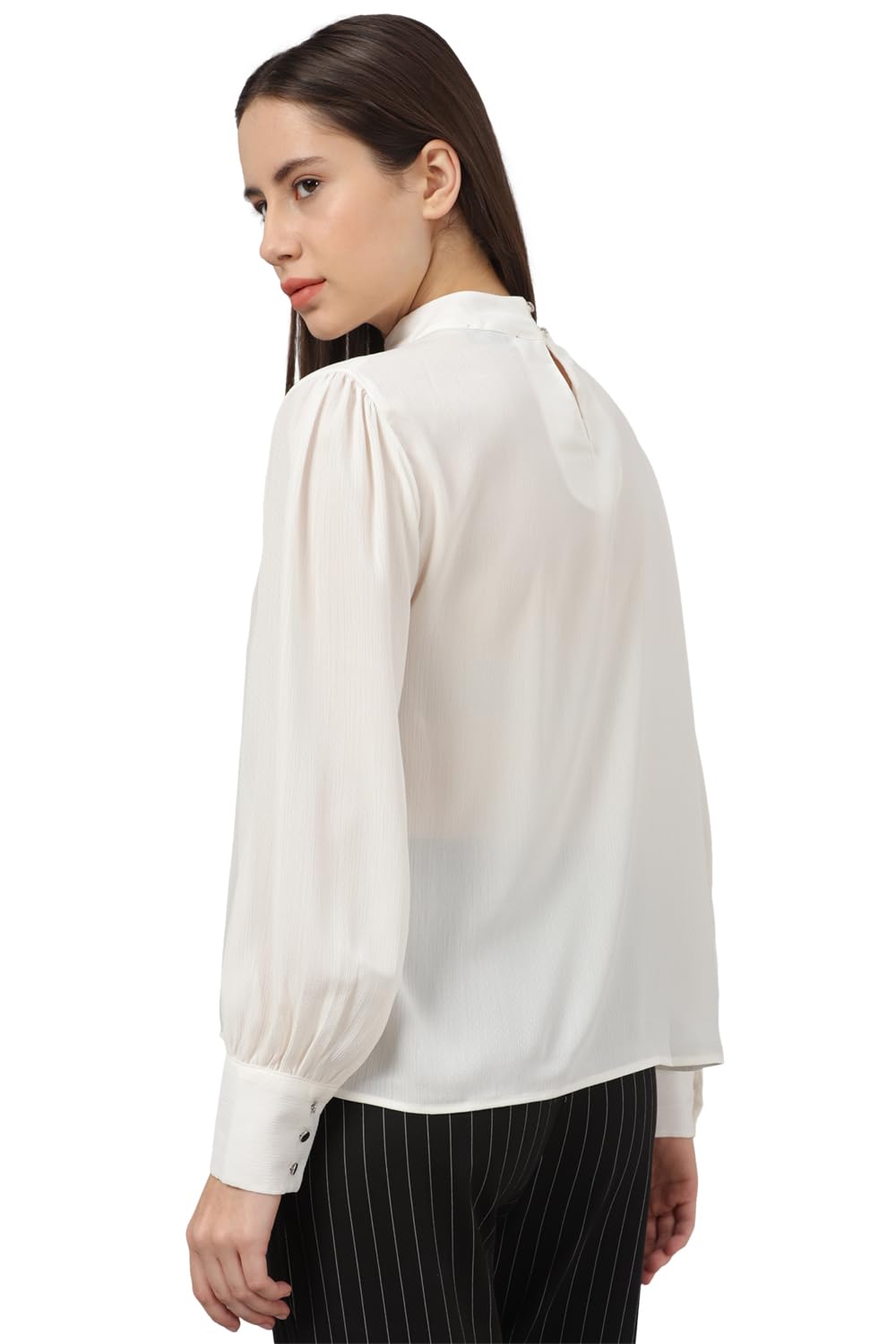 Allen Solly Women's White Plain Long Sleeve Casual Shirt