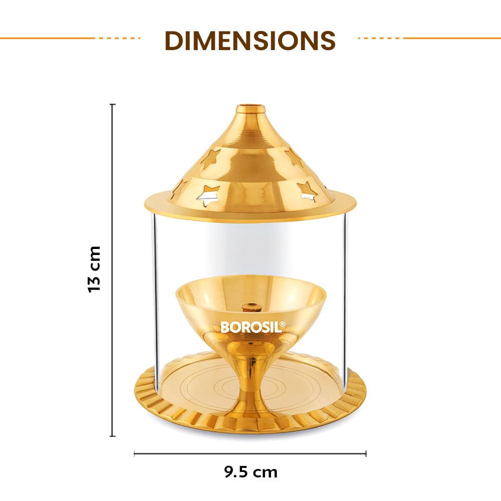 Borosil Akhand Diya (Medium, Brass) (HDADBTRD100)