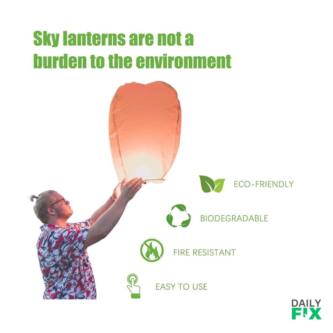 Sky Lanterns Paper Flying Sky Lantern Hot Air Balloon with Wax Candle Beautiful Lanterns for Weddings, Birthdays, Parties, Memorials, Diwali, New Year, Multicolor - Pack of 5