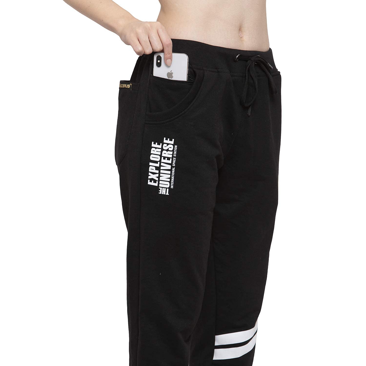 UZARUS Women's Cotton Slim Fit Joggers Track Pants with 2 Zippered Pockets