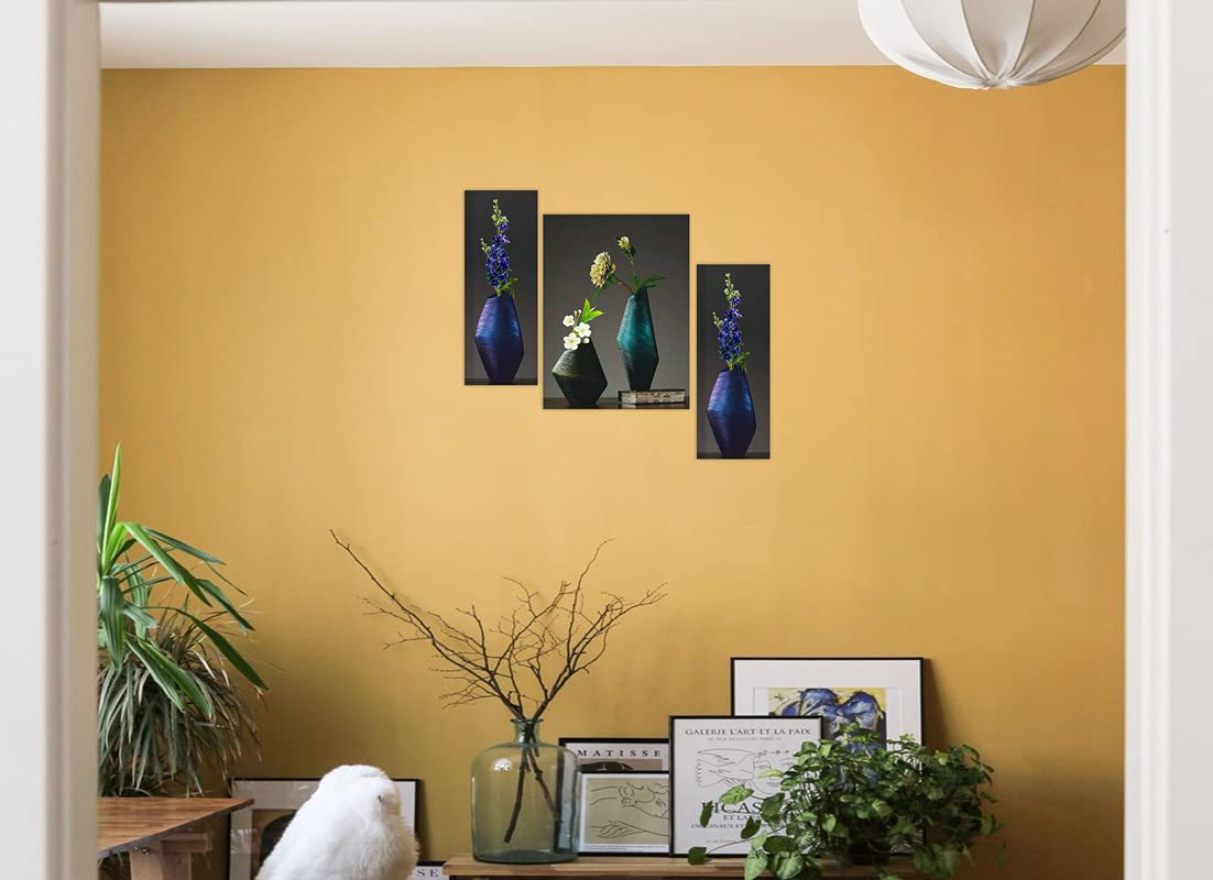 SAF paintings SANFJM32422 Flower UV Textured MDF Framed Paintings (Set of 3, 6mm, 12" x 18", Multicolor)