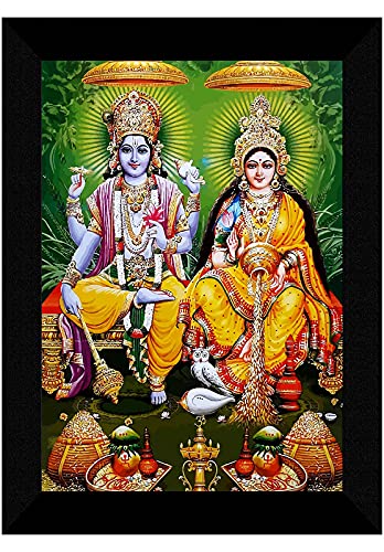 SAF paintings Laxmi Narayan multi-effect UV Textured Home Decorative gift item Framed Painting 10 Inch X 13 Inch SANFK30748