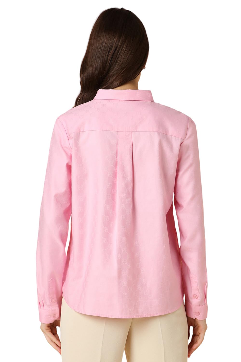 Allen Solly Women's Pink Printed Full Sleeve Formal Shirt