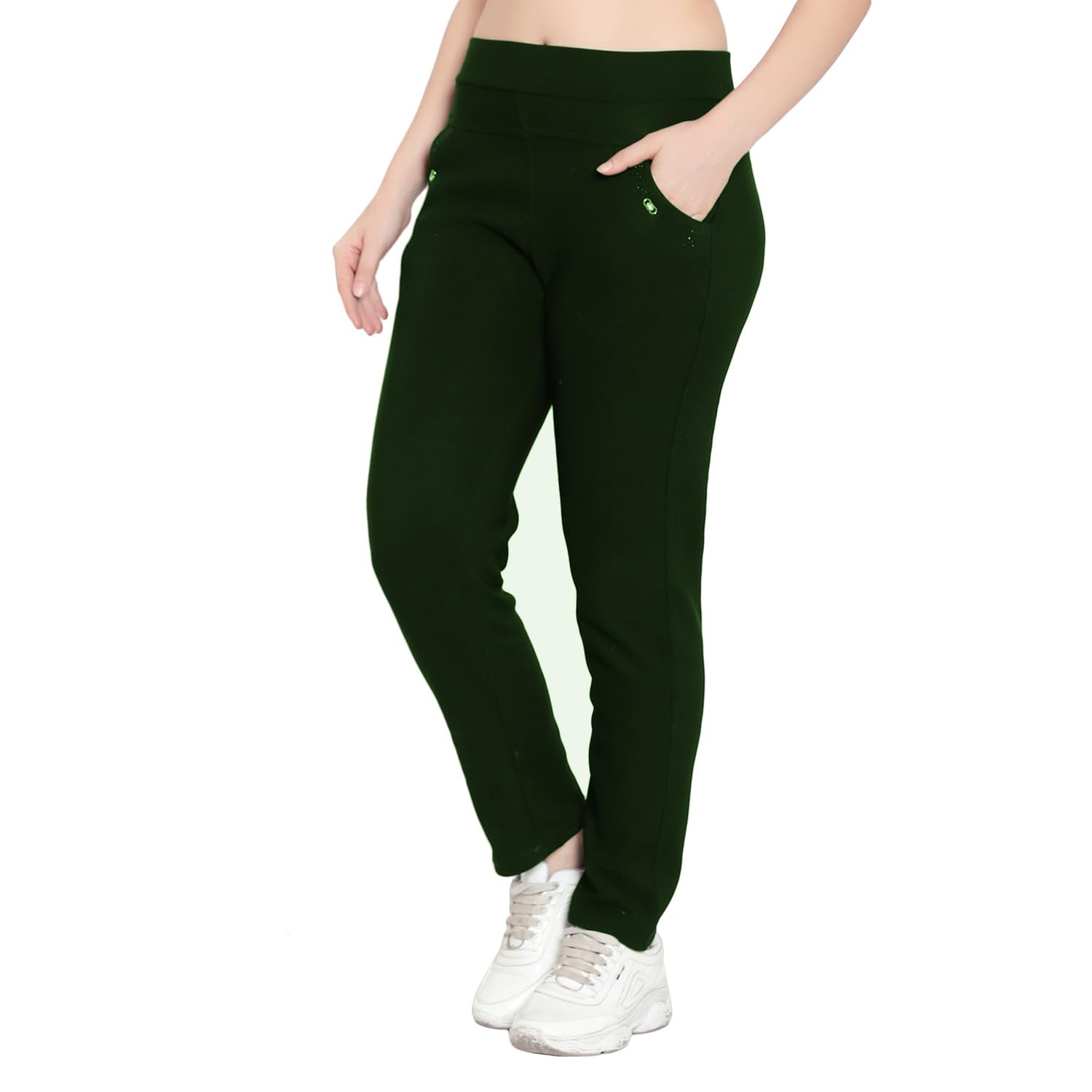 ELEG & STILANCE Women's Winter Wear Fleece Warm Solid Lower Track Pants