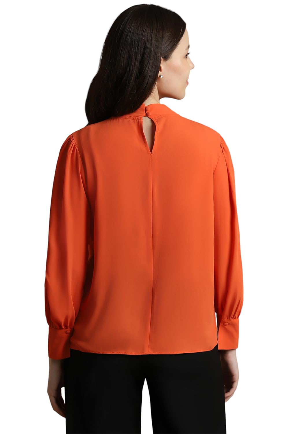 Allen Solly Women's Orange Plain Full Sleeve T-Shirt