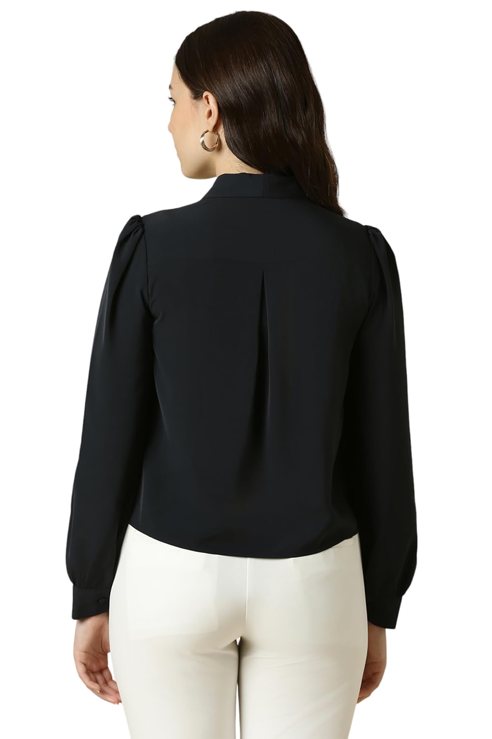 Allen Solly Women's Black Plain Full Sleeve Blouse