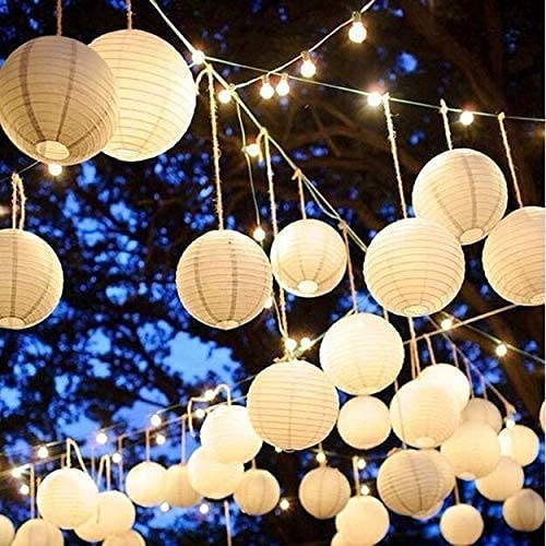 Wagela Round Hanging Ball Paper Hanging Lantern Paper Lamp for Decoration at Diwali Party Birthday Chrismas New Year Multicolor, Multicolor Paper Hanging Lantern (White 10 in_Pack of 5)