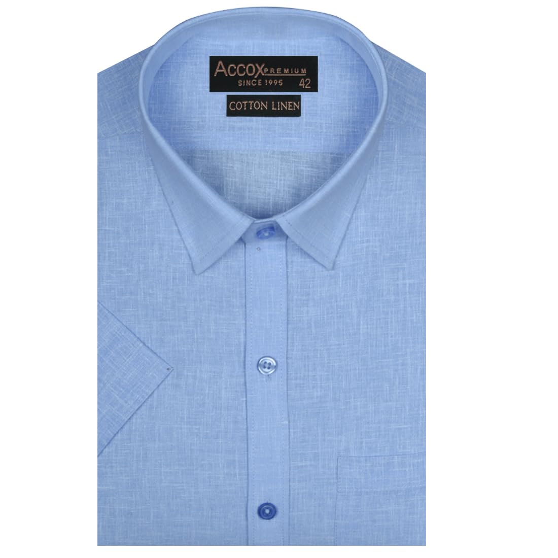Accox Men's Cotton Linen Plain Formal Shirt (B0D11RMQVZ)