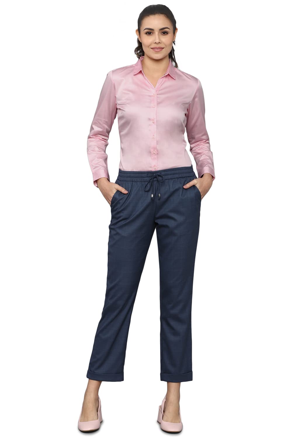 Allen Solly Women's Pink Plain Full Sleeve Casual Shirt