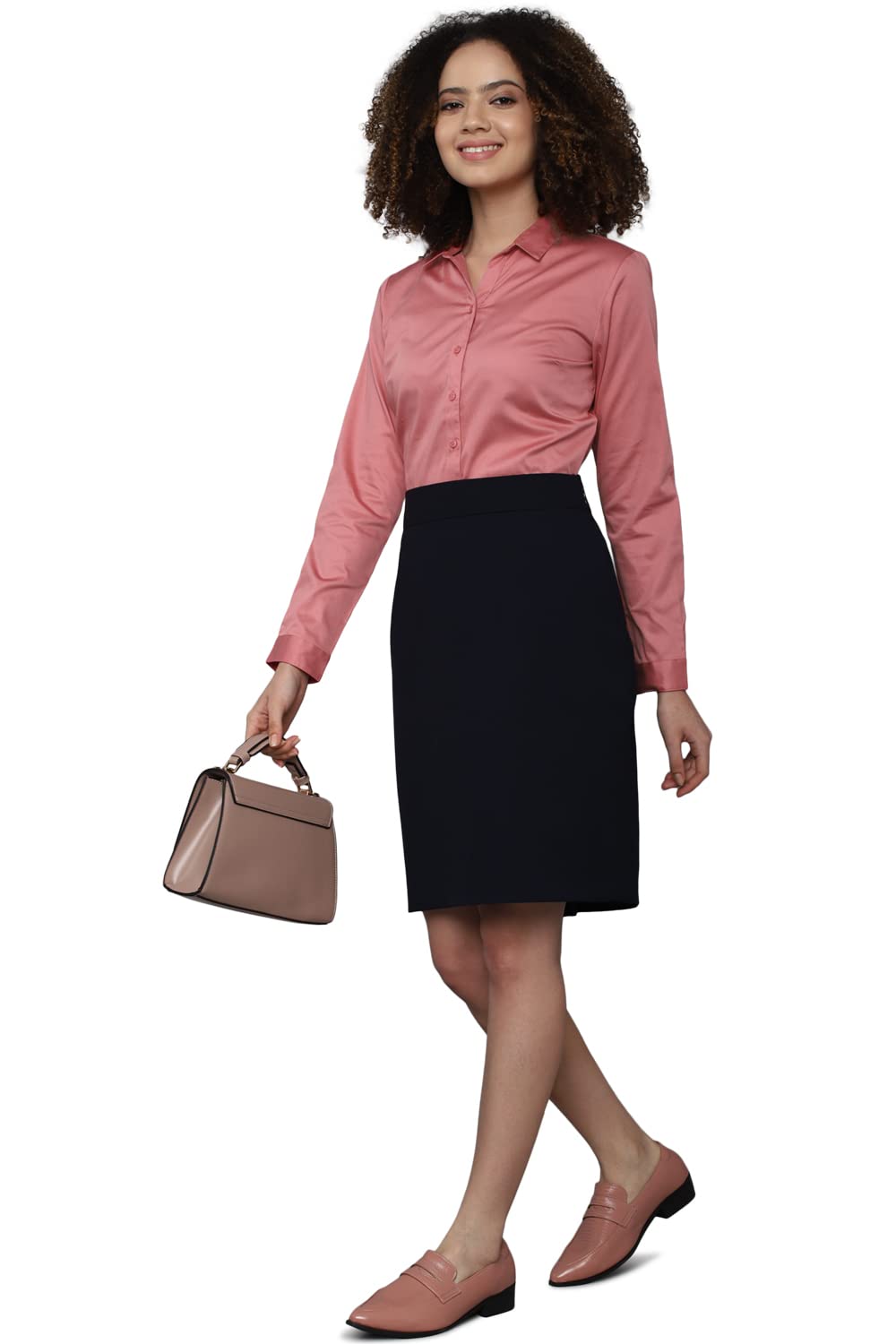 Allen Solly Women's Pink Plain Full Sleeve Casual Shirt