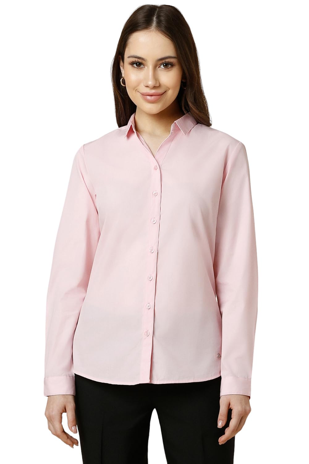 Allen Solly Women's Pink Plain Full Sleeve Formal Shirt