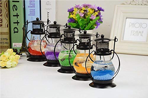 Aura Decor Gel Wax Lantern Hanging Candle | Lalten Gel Filled for Diwali Gift Home Decoration Inside & Outside Use, Multicolor Gel || Home Decor || Anniversary Decoration (7x7x14 CM, Assorted)
