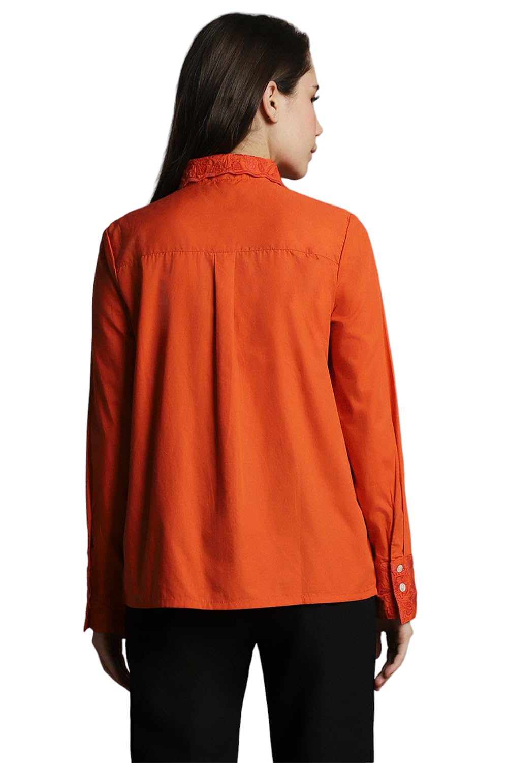 Allen Solly Women's Red Plain Long Sleeve Formal Shirt