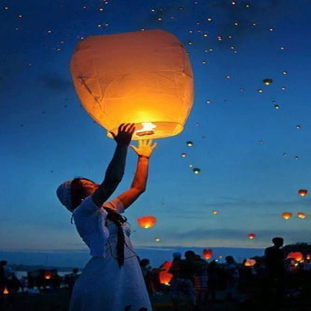 Party Crave "Luminous Sky Lantern: Light Up Your Night" | Sky Lantern For Marriage/Diwali/Birthday/Christmas/All Festival (Multi Color) (10pc Packing)