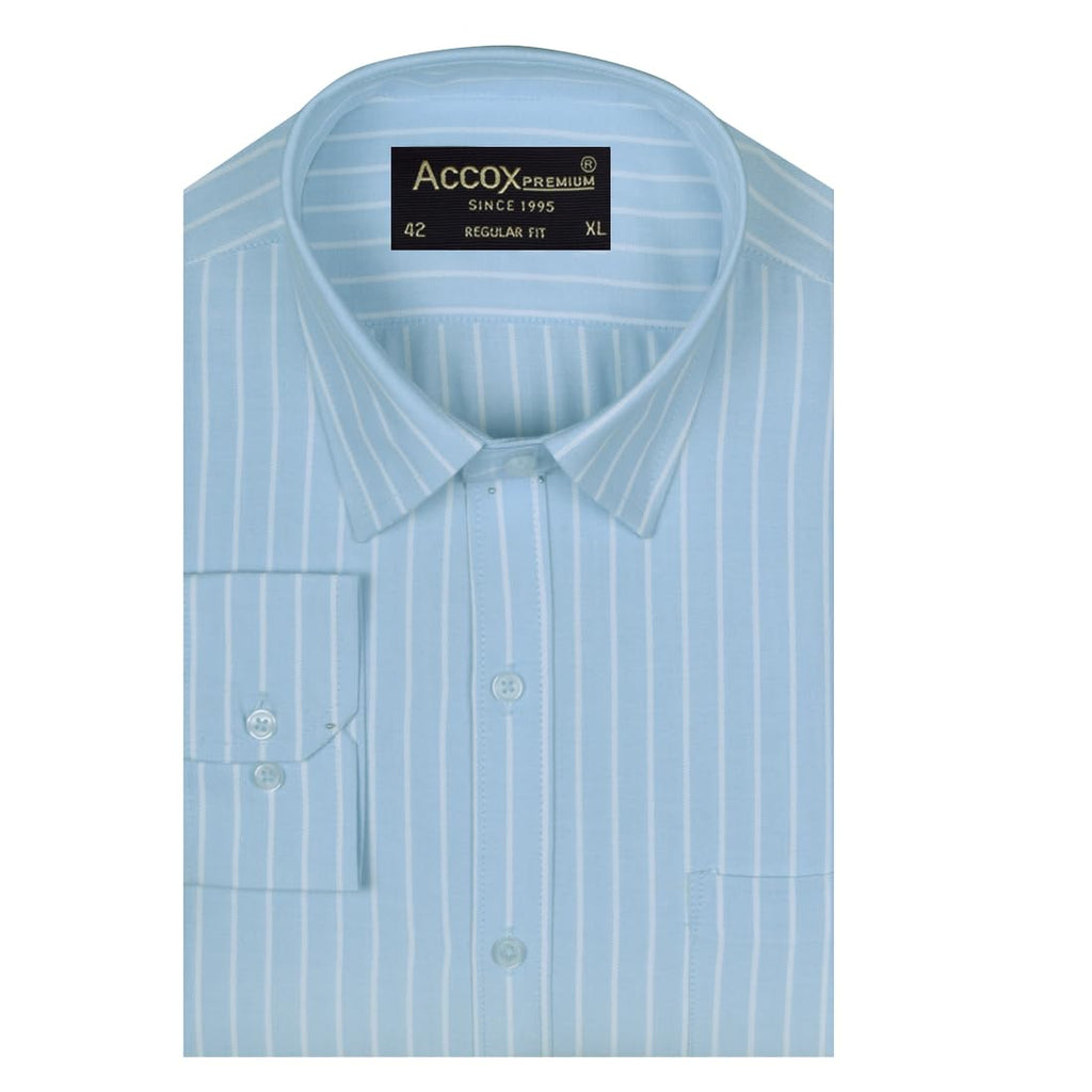 ACCOX Men's Breathable Cotton Full Long Sleeves Striped Regular Fit Formal Shirt for Men (O_GCR386)