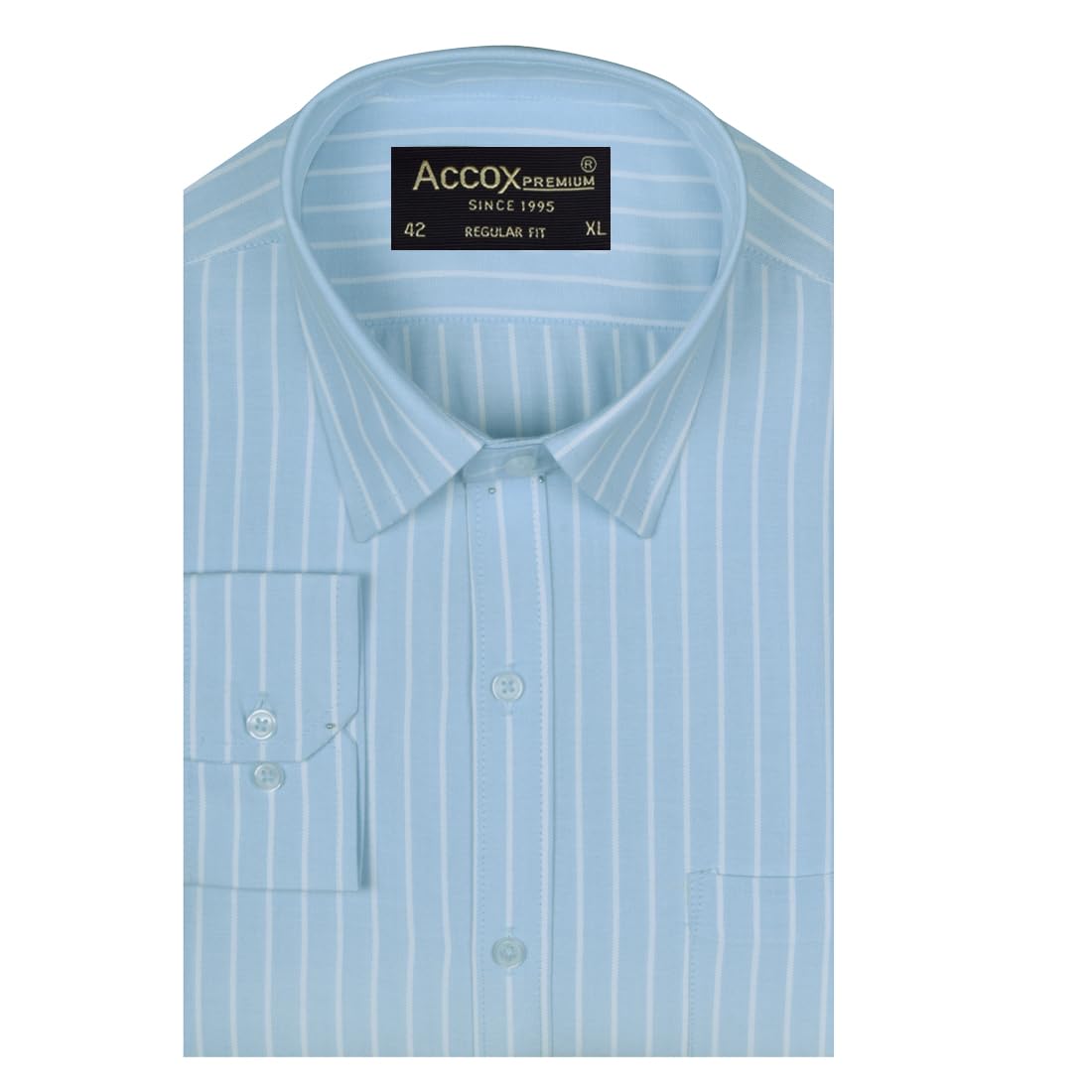 ACCOX Men's Breathable Cotton Full Long Sleeves Striped Regular Fit Formal Shirt for Men (O_GCR386)