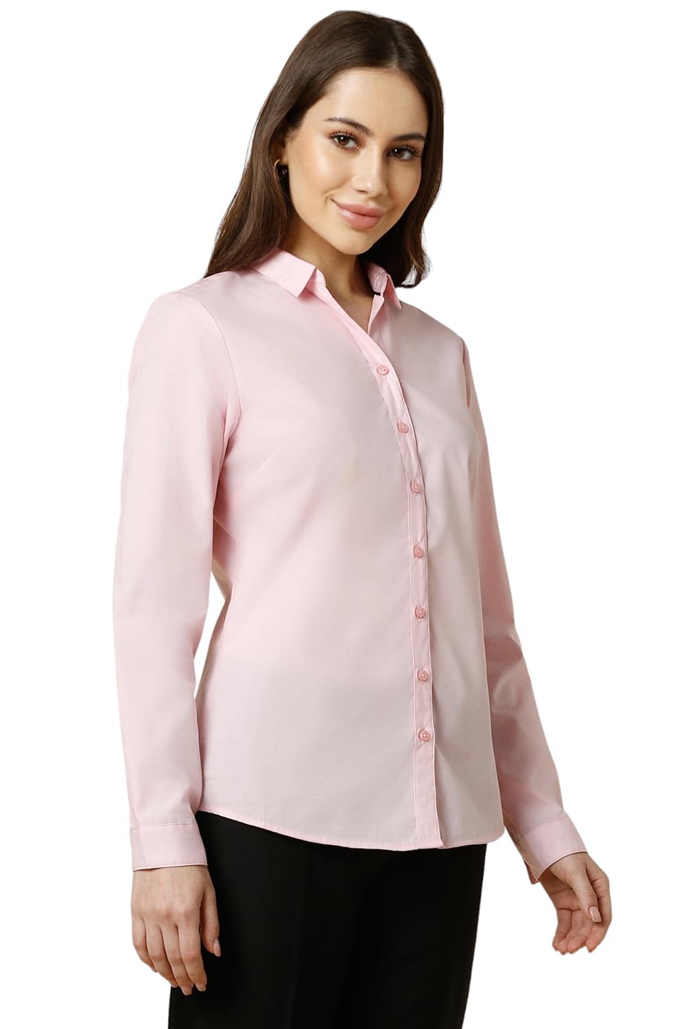Allen Solly Women's Pink Plain Full Sleeve Formal Shirt