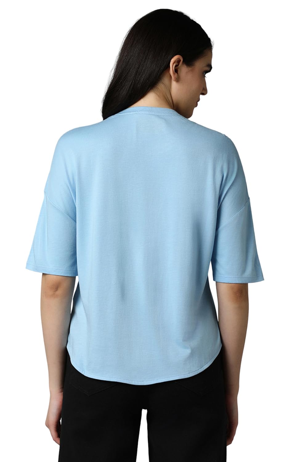 Allen Solly Women's Blue Printed 3/4 Sleeve T-Shirt