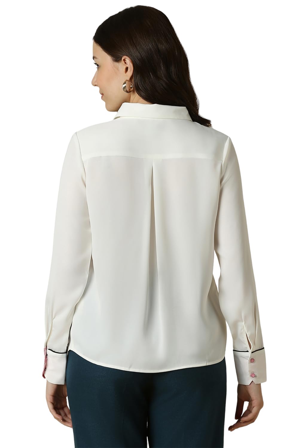 Allen Solly Women's White Plain Long Sleeve Formal Shirt