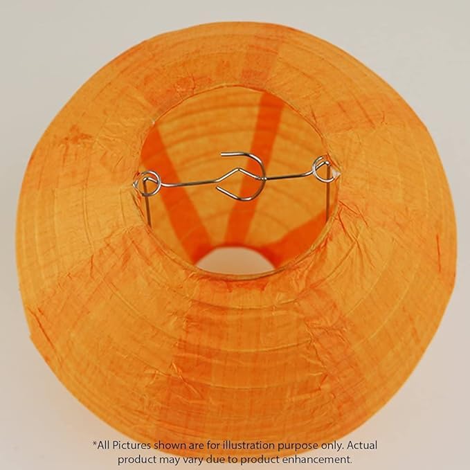 Moon Exclusive ORANGE Paper Lantern "10 Inches" (02Pieces) | Kandil | Hanging Paper Ball| Lantern | Decoration (Pack of 02Pcs ORANGE Colour)