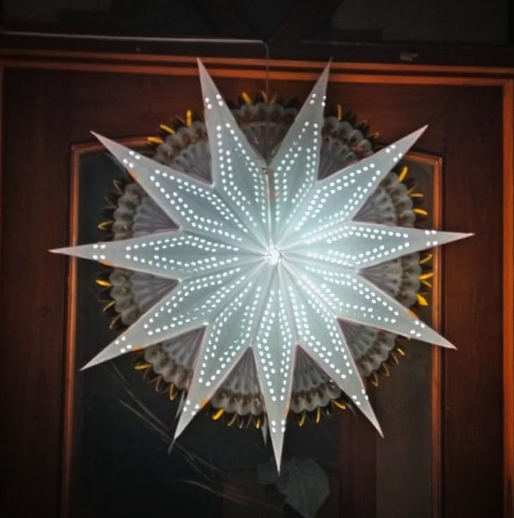 ALILA Big Hanging Star Lantern Lamp Shade Kandil Jhumar for Home Diwali Christmas Xmas Decor Living Room Balcony Decoration