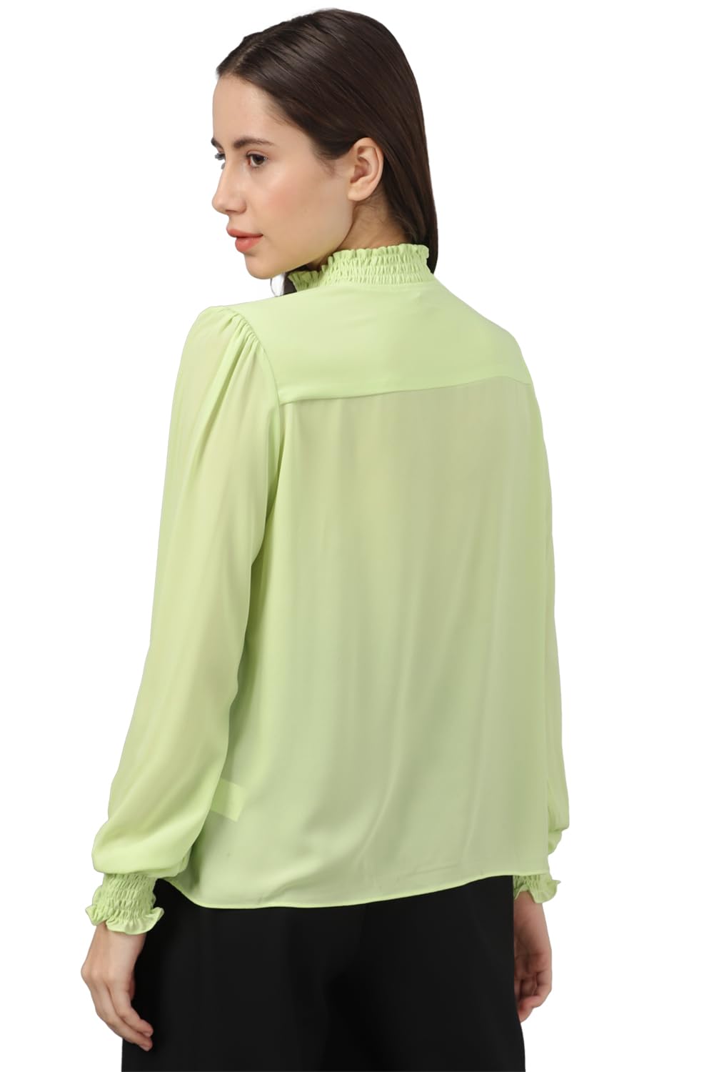 Allen Solly Women's Green Plain Long Sleeve Casual Shirt