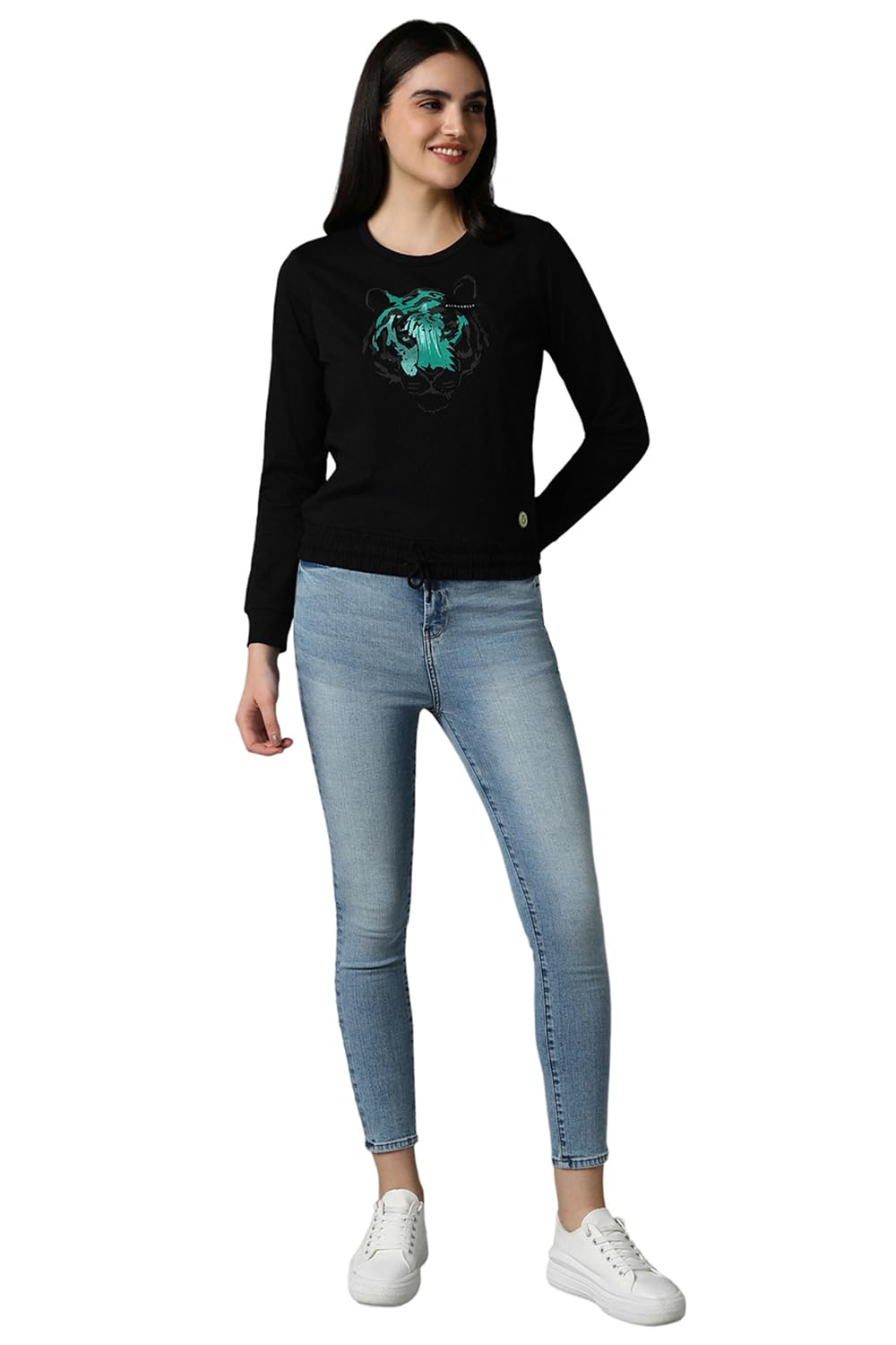 Allen Solly Women's Black Printed Long Sleeve T-Shirt