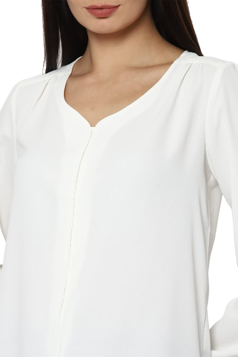 Allen Solly Women's Off White Plain Full Sleeve Blouse