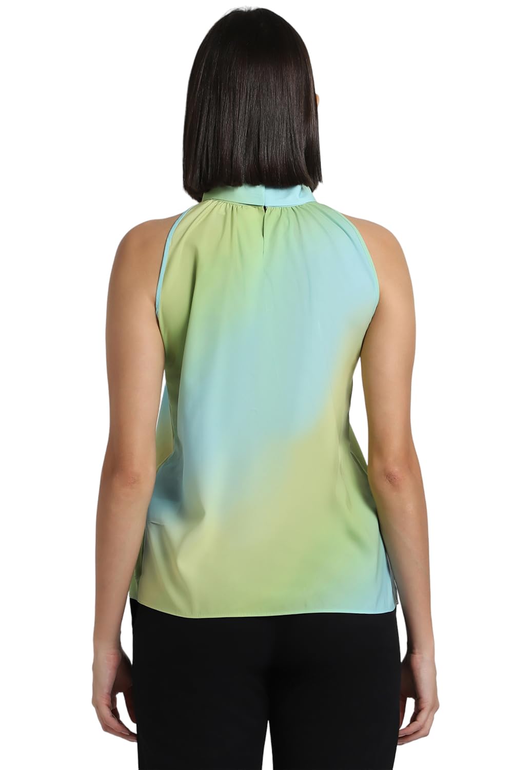 Allen Solly Women's Green Printed Cut Sleeve Casual Shirt