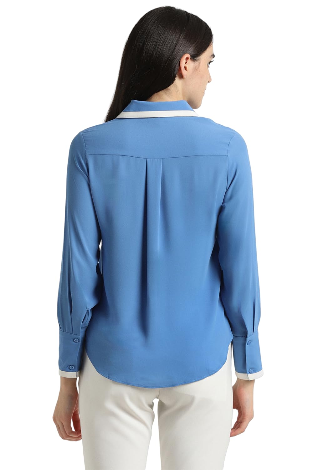 Allen Solly Women's Blue Plain Long Sleeve Casual Shirt