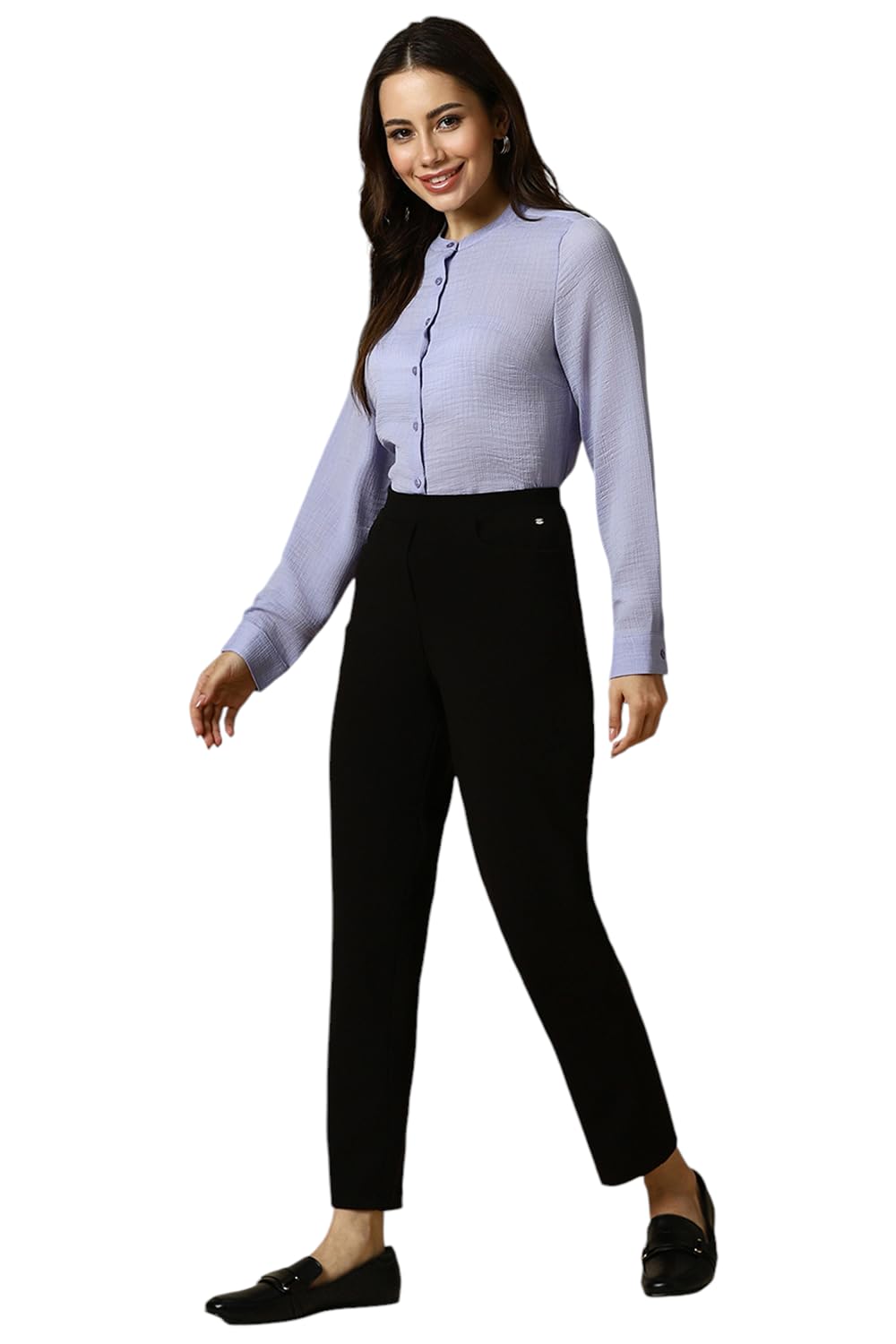 Allen Solly Women's Purple Plain Full Sleeve Formal Shirt