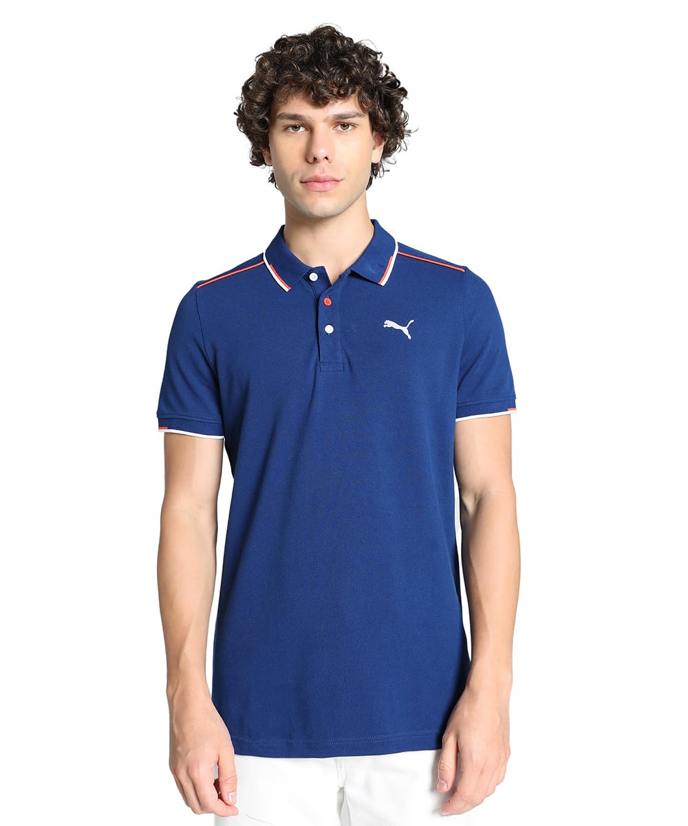 Puma Mens Slim Cotton Contrast Tipping Polo